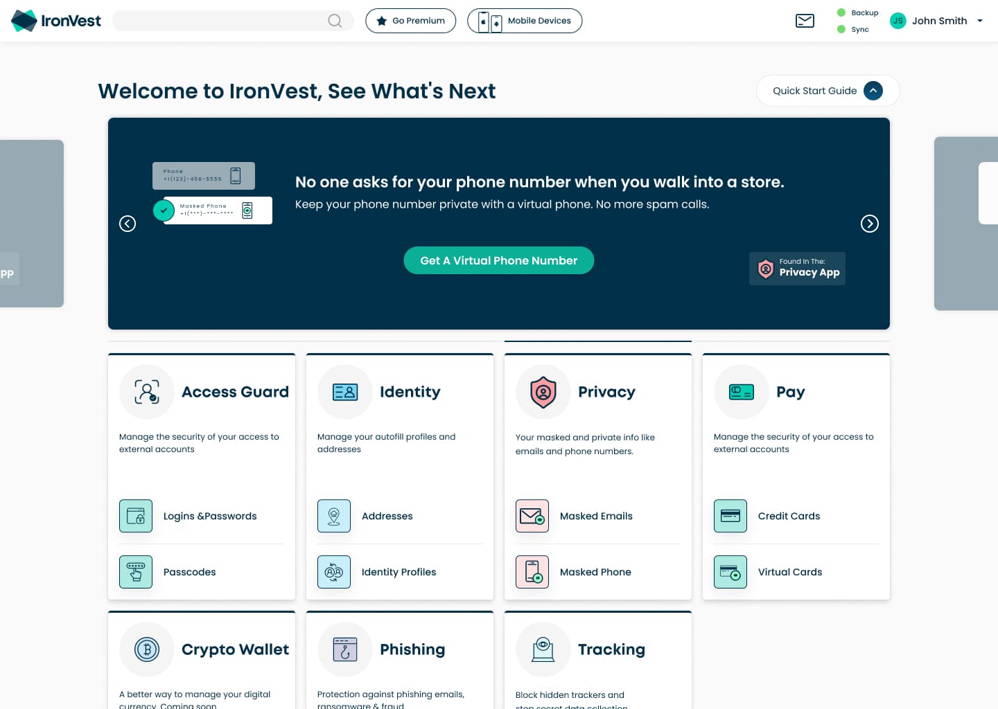Quick Start Guide carousel: get a virtual phone number